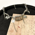 Dark style women's twin-layer necklace with cross pendant on adjustable 41cm–50cm alloy chain
