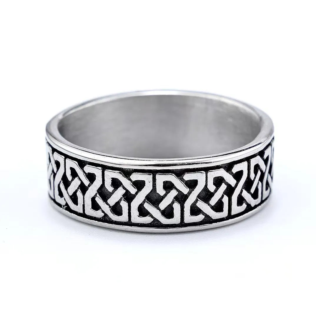 Viking Mobius pendant ring necklace detachable stainless steel men's round engraved text ethnic style