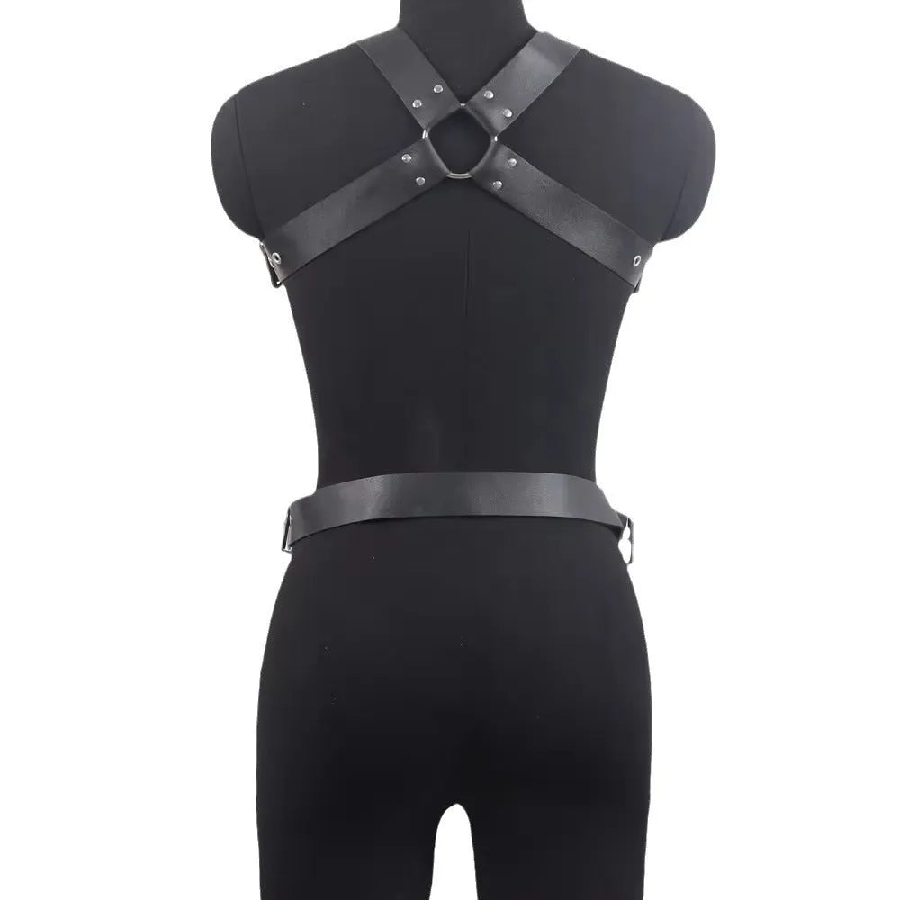 Black PU imitation leather shapewear belt with pin buckle on mannequin