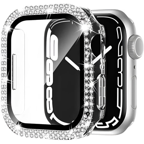 Apple Watch case with double diamond glass screen protection in multiple colour options