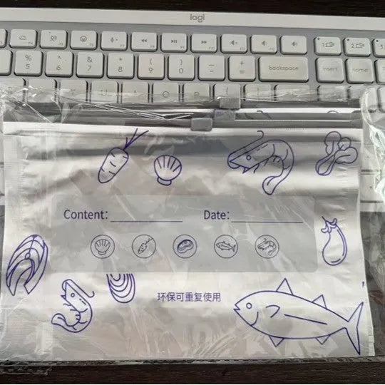 Pack of 10 aluminium foil sealed bags in small, medium, and large sizes for food storage.
