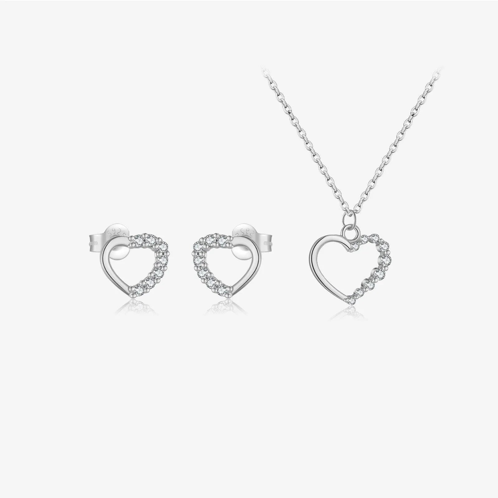 S925 sterling silver hollow heart and circle pendant necklace on a regular chain.