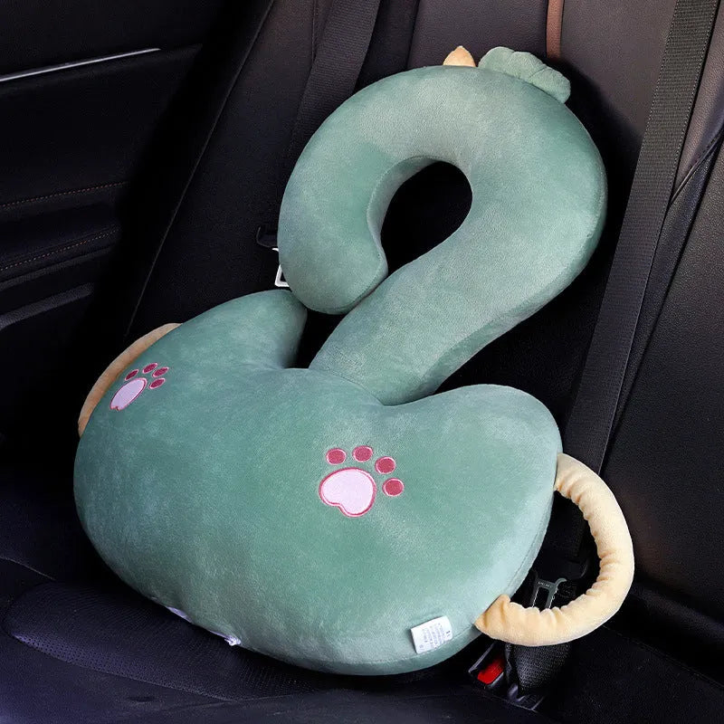Square 65cm cartoon animal hug cushion in capybara design on a car seat