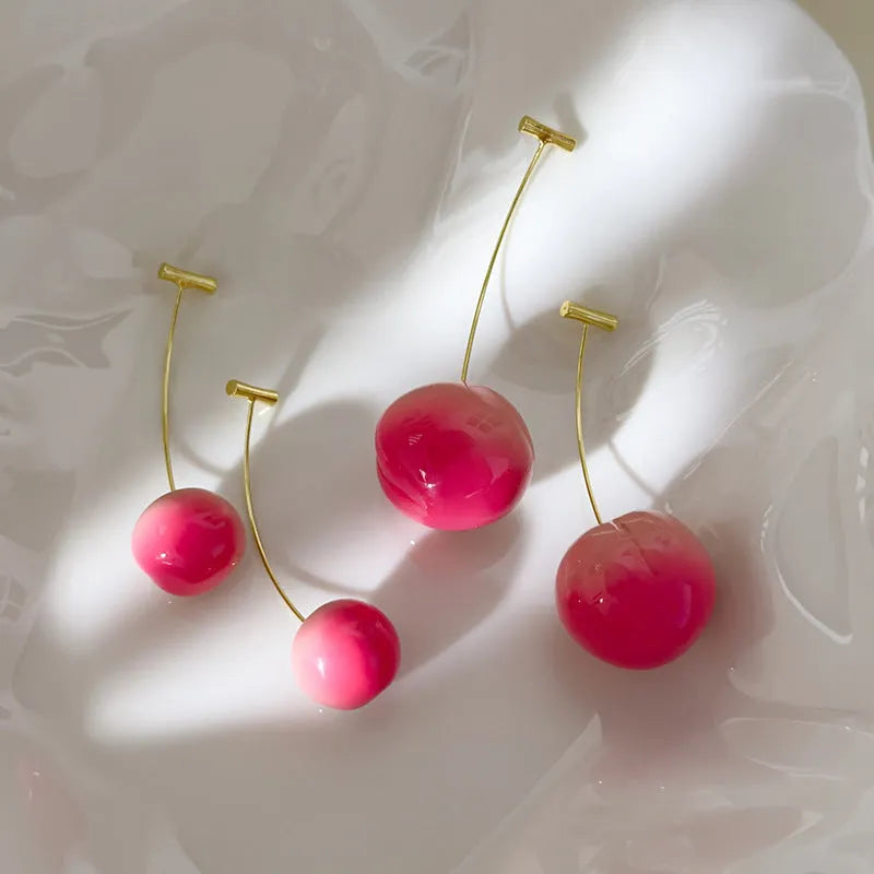 Acrylic juicy peach earrings in small and large sizes with copper hooks