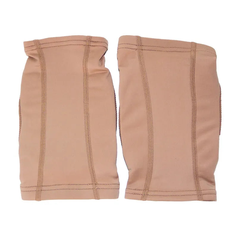 Ballet dance yoga knee pads in skin colour and black options with five size choices from XS to XL