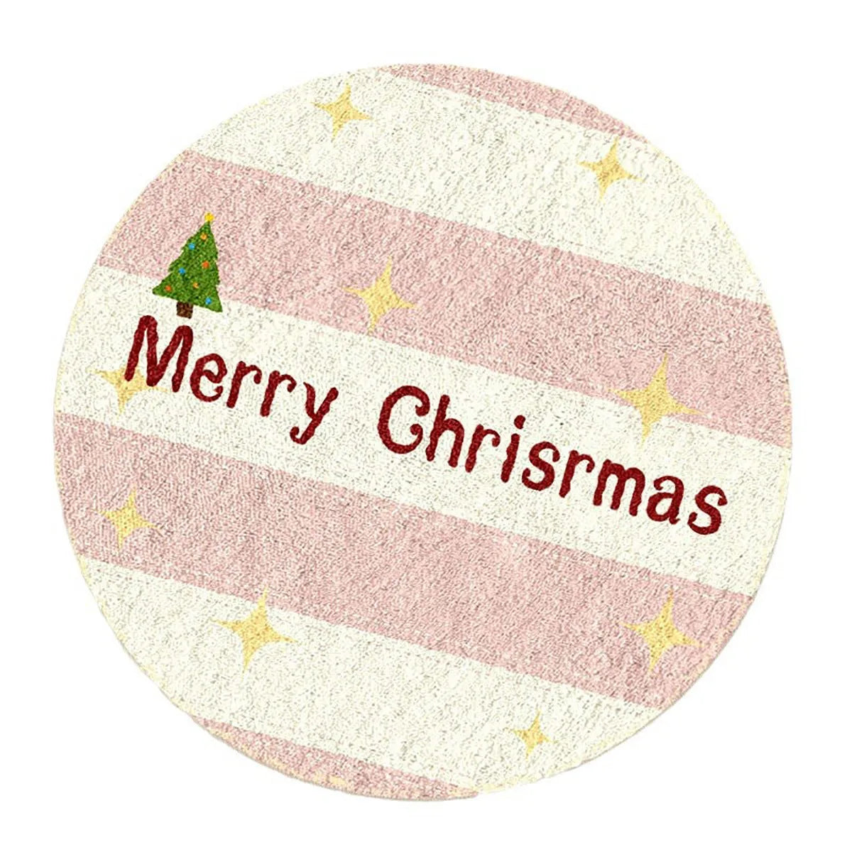Round alien-shaped Christmas carpet in imitation cashmere, showing one of six festive colour designs.