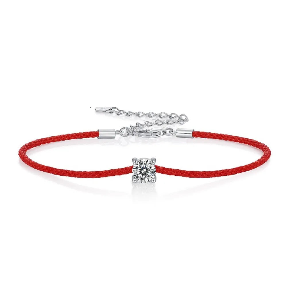 Moissanite rope bracelet 925 silver geometric design on white background