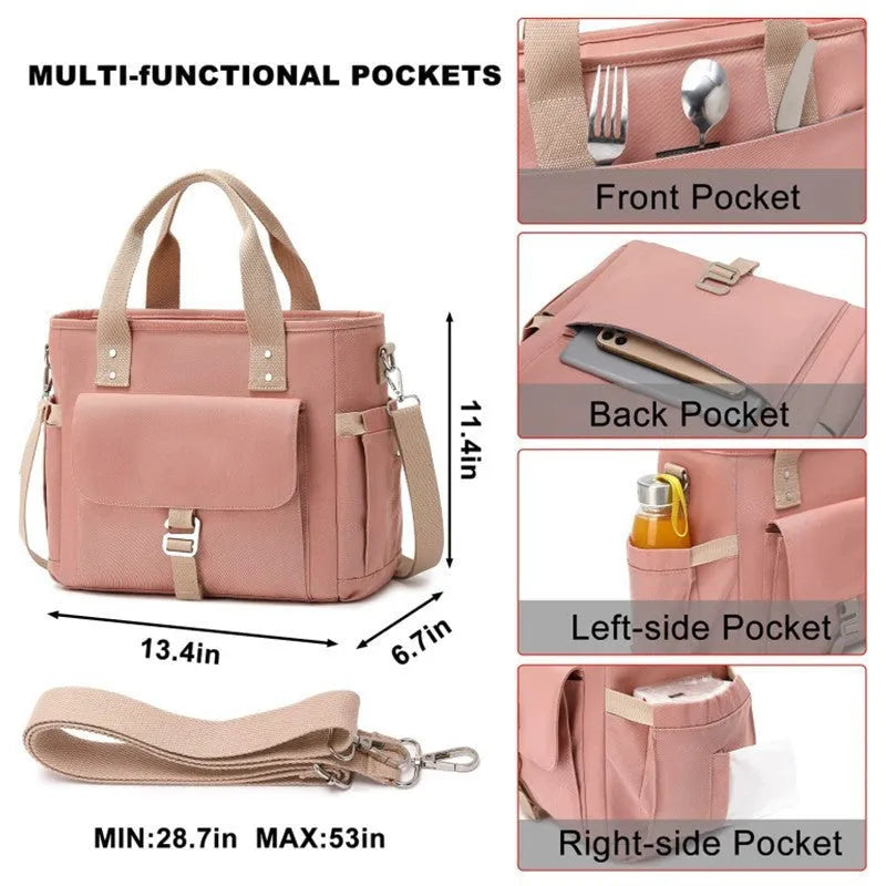Oxford cloth insulated picnic bag with removable shoulder strap in cube design for outdoor meals