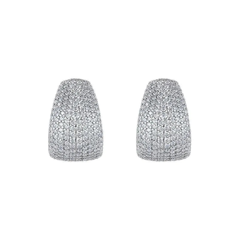 Geometric women's ear studs in S925 sterling silver with D-E colour moissanite stones