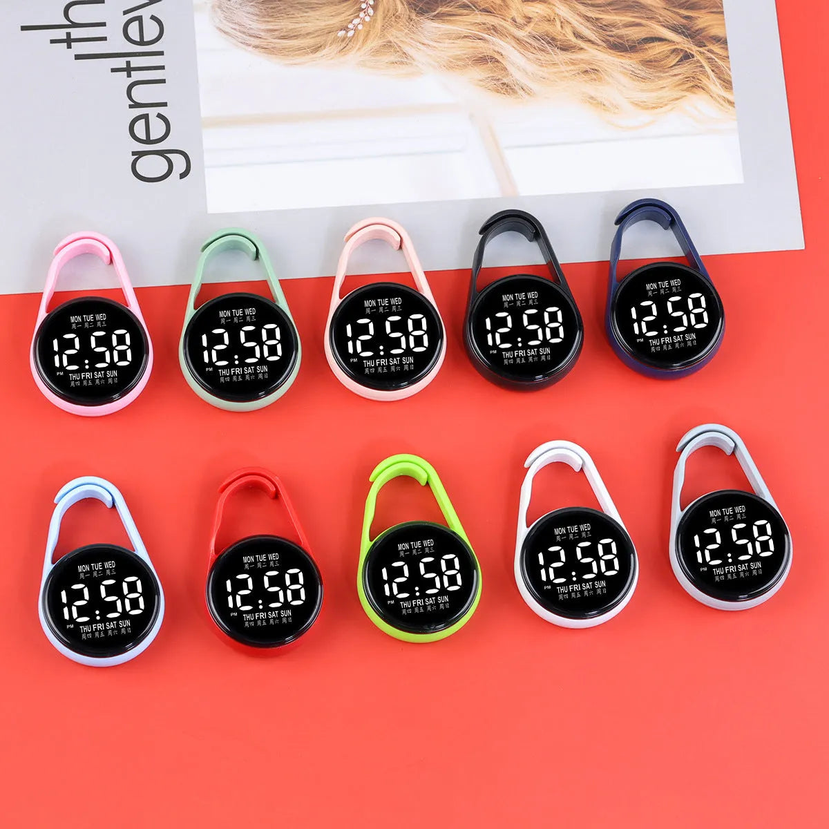 LED luminous electronic digital watch with waterproof plastic strap and multiple colour options