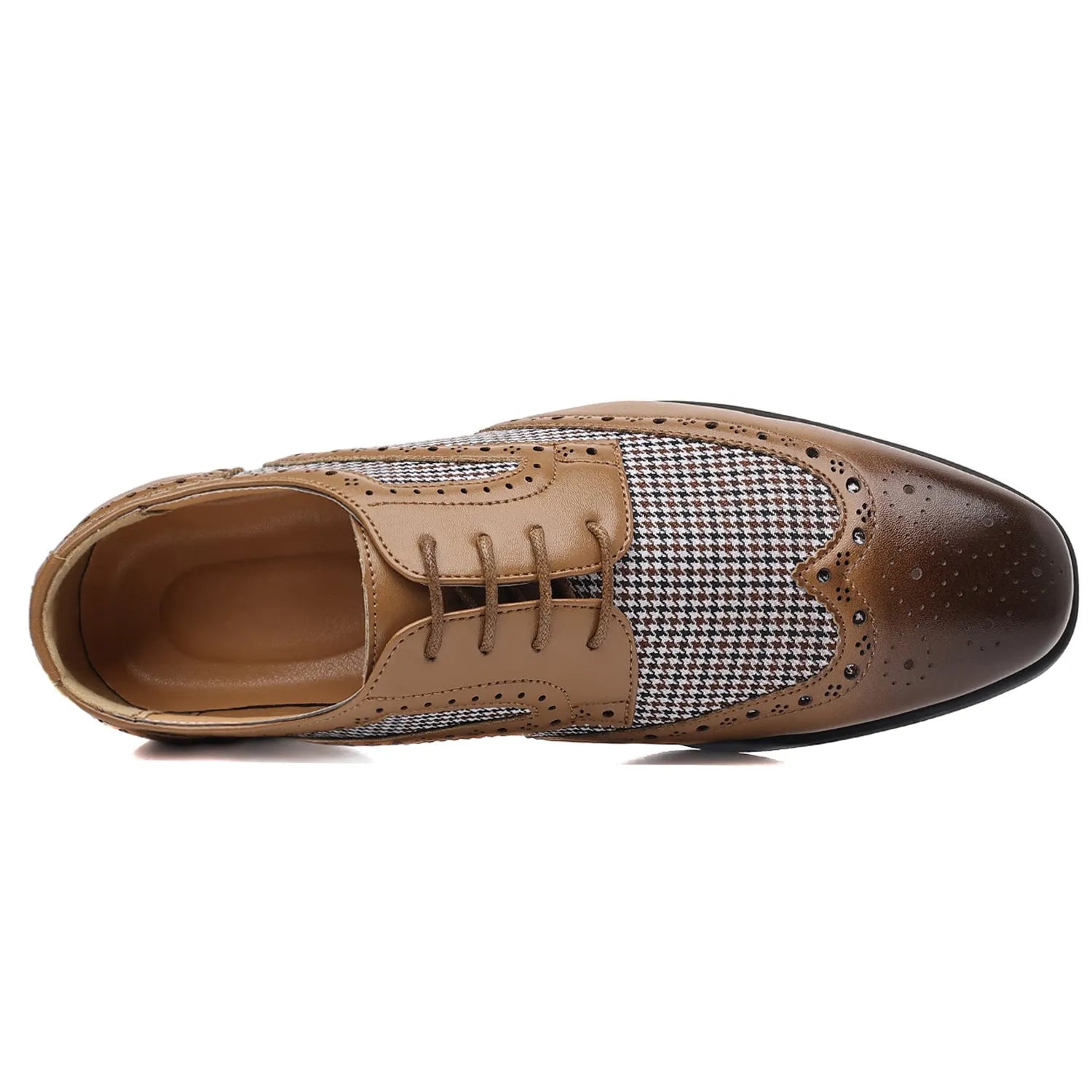Men's casual plaid shoes with a square toe and lace-up front, in multiple colours.