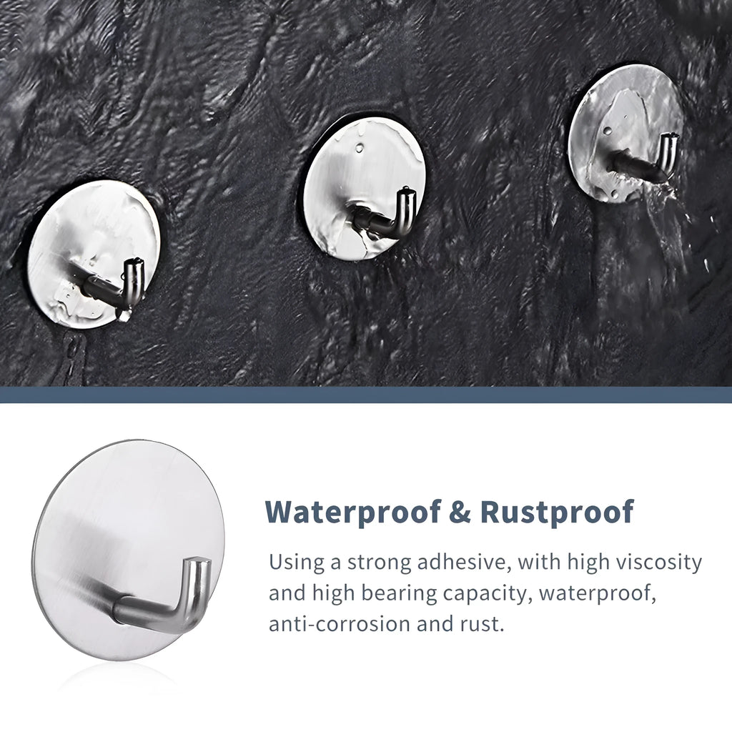 Round stainless steel self-adhesive hook in black and polished finishes.