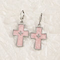 Women's alloy cross crystal earrings in five colour options with cross, heart, and character design elements