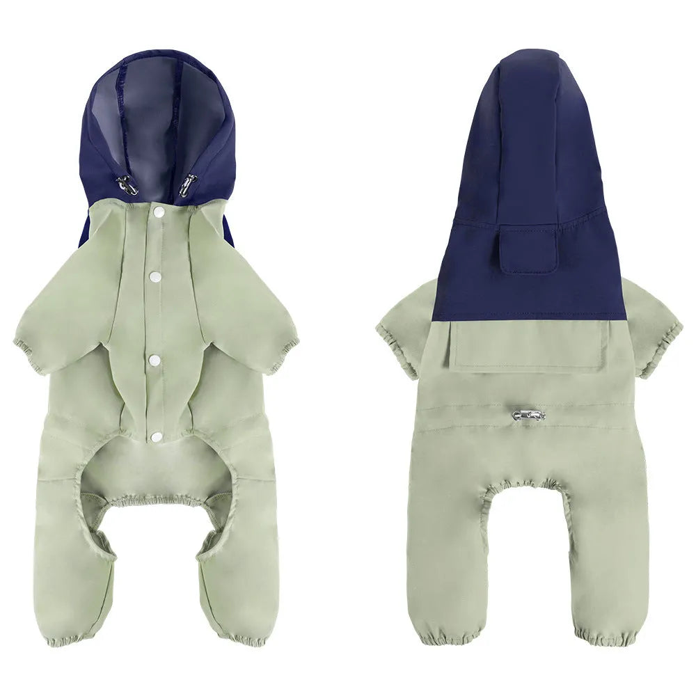 British style waterproof polyester jacket for small and medium sized dogs in Army Green colour