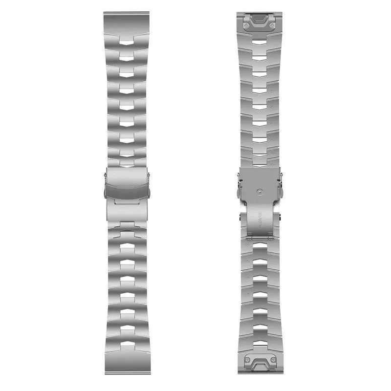 Garmin Jiaming watch replacement strap in black, silver, or titanium colour, showing 22mm and 26mm size options.