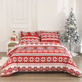 Red Winter Sleepers Christmas Love Song pattern bed three-piece set with quilt cover and pillowcases