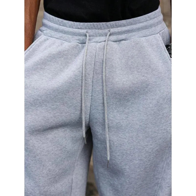 Men's high waist straight-leg cropped trousers in bamboo fibre fabric with rabbit fur