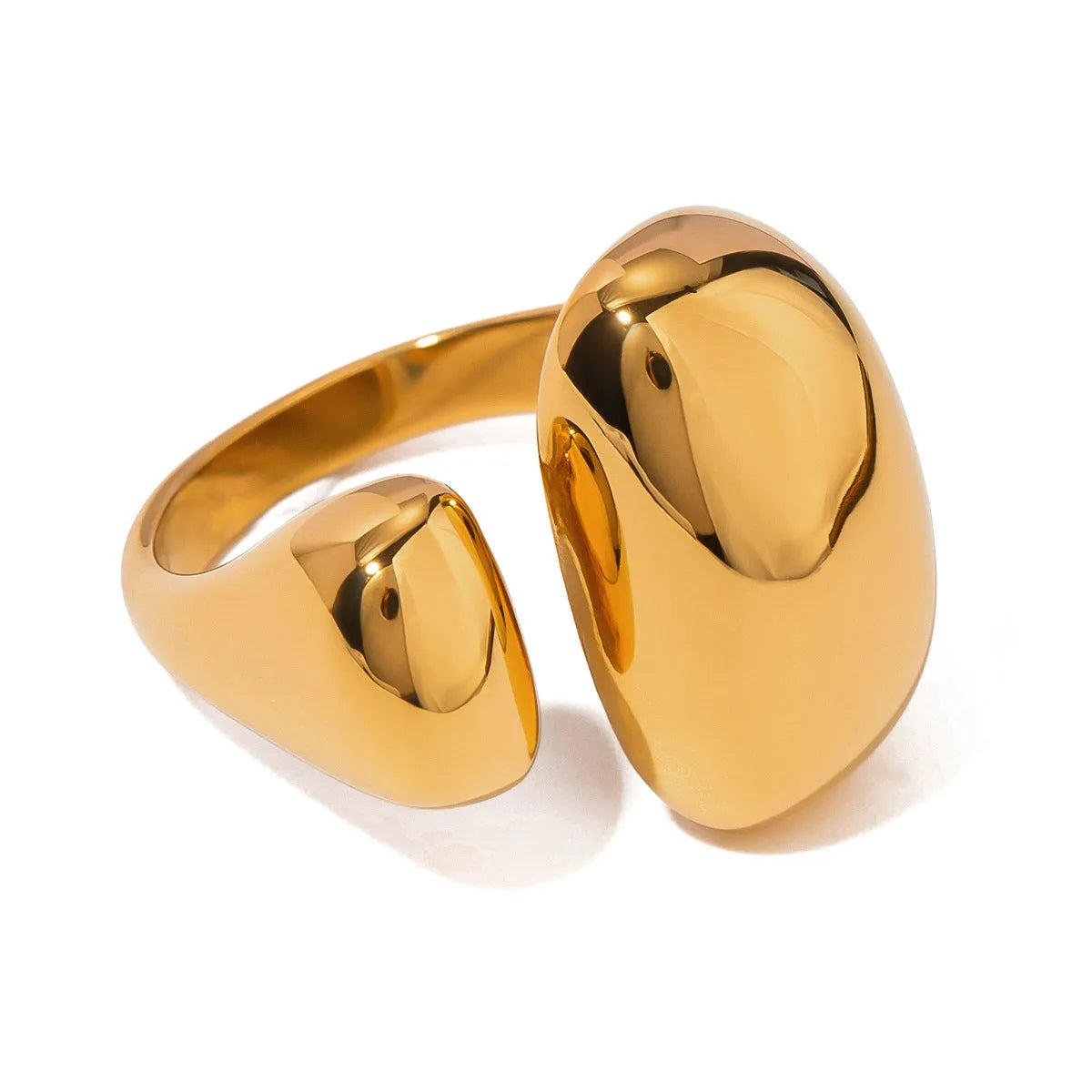 Women's geometric stainless steel open ring with electroplated silver-toned finish