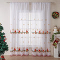American style Christmas curtains with white snowflake embroidery on red background