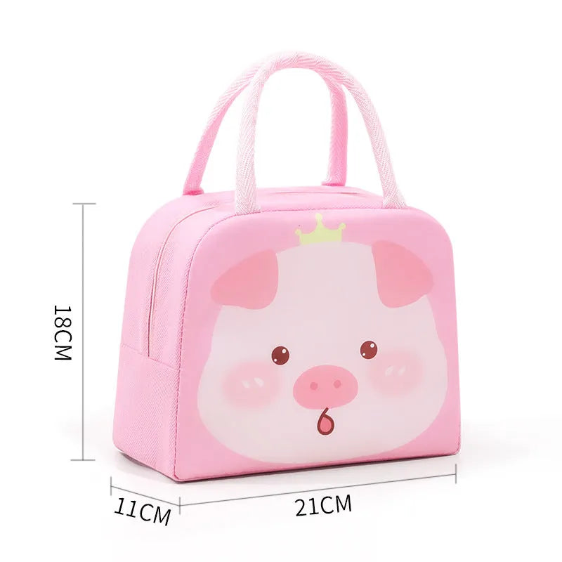 Children's insulated lunch box bag in cartoon design with aluminium foil insulation