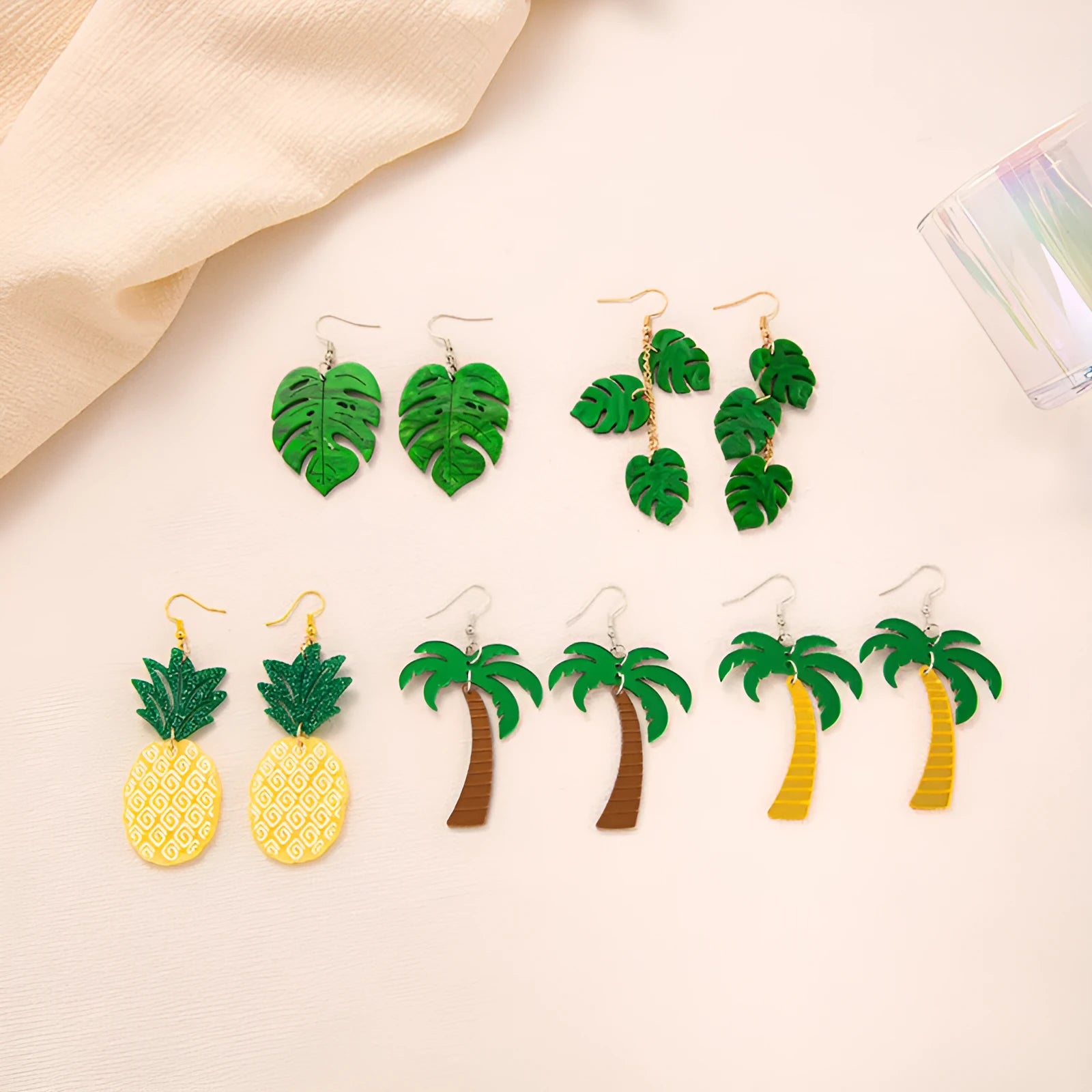 Summer Atmosphere Coconut Artocarpus Heterophyllus acrylic earrings with hook fastening