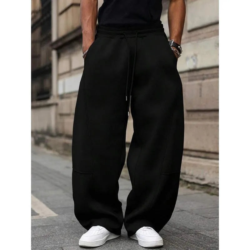 Men's high waist straight-leg cropped trousers in bamboo fibre fabric with rabbit fur