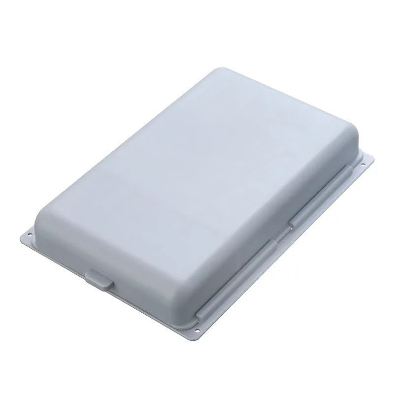White adhesive under desk storage drawer with lid open, showing interior grid divider.