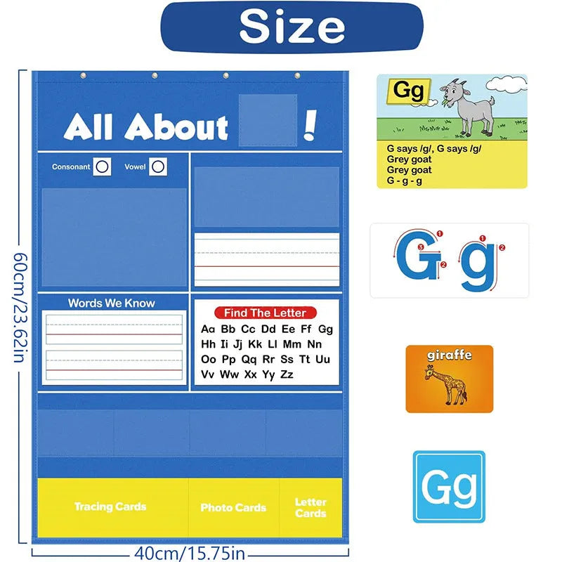 Alphabet learning sleeve table chart with educational cards for early years literacy development