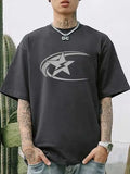 Men's pure cotton short sleeve T-shirt in Japanese retro style, solid colour pattern
