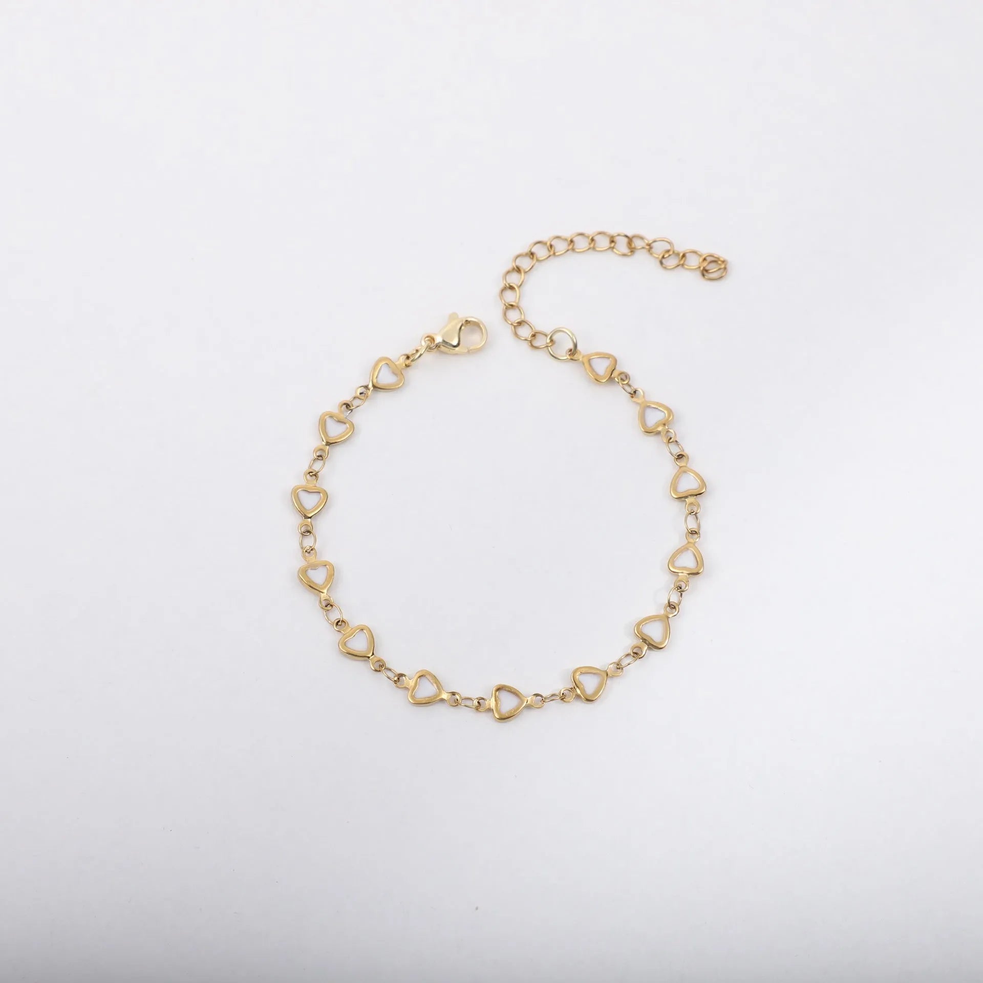 Adjustable stainless steel heart bracelet with 18K gold plating in multiple colour options