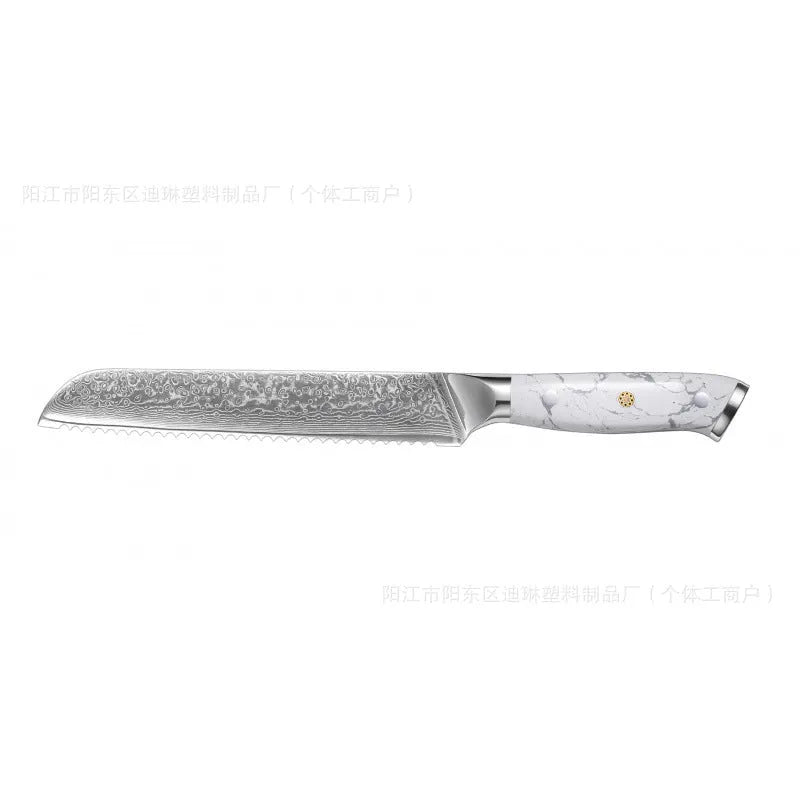 Damascus chef's knife with 21cm VG10 steel blade and modern handle design