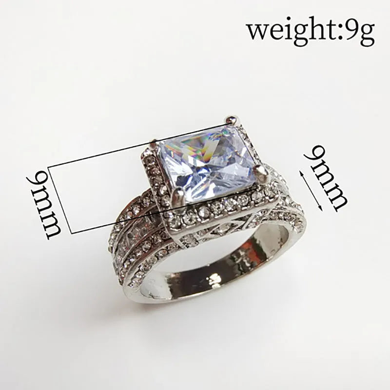 Geometric silver tone women's fashion ring with electroplated gold or white finish