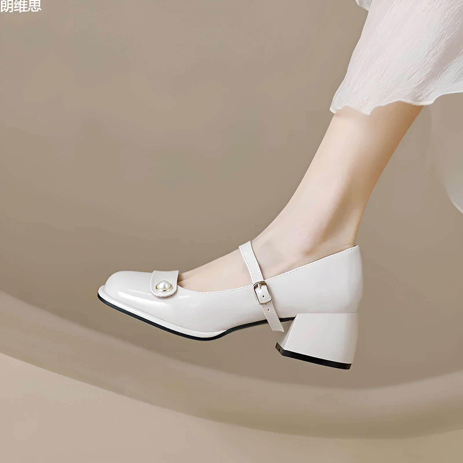 Plus size square toe ankle boots with chunky heel and buckle in patent leather