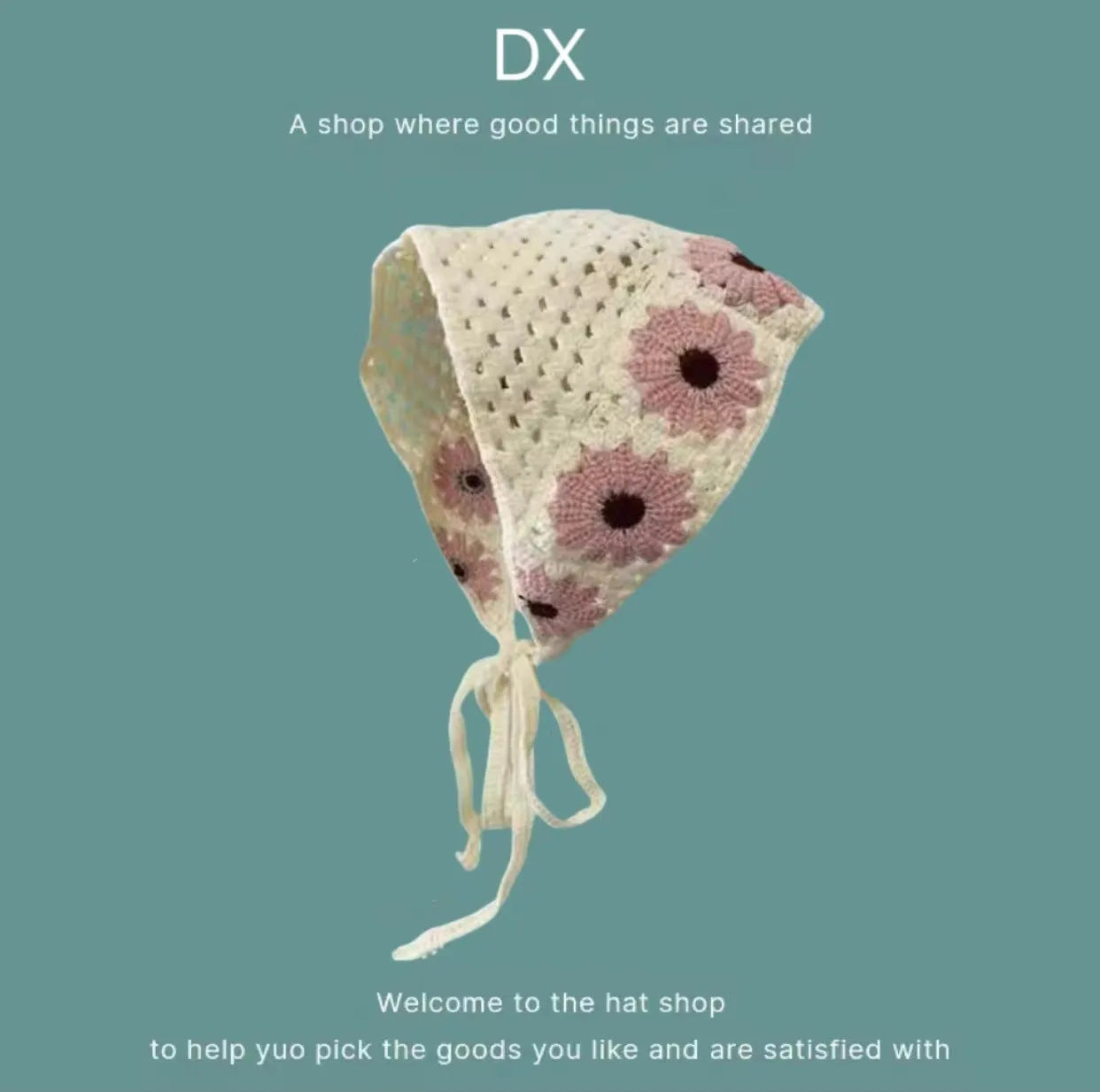 Cotton French retro triangle headscarf with floral pattern in multiple colour options