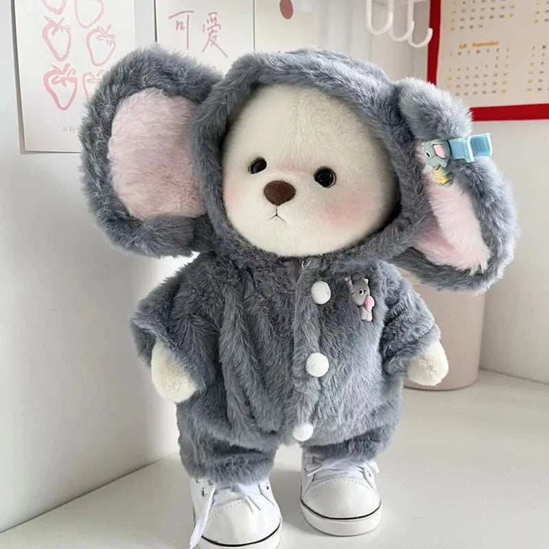 Grey elephant jumpsuit doll clothing for 30cm Lina bears with plush fabric