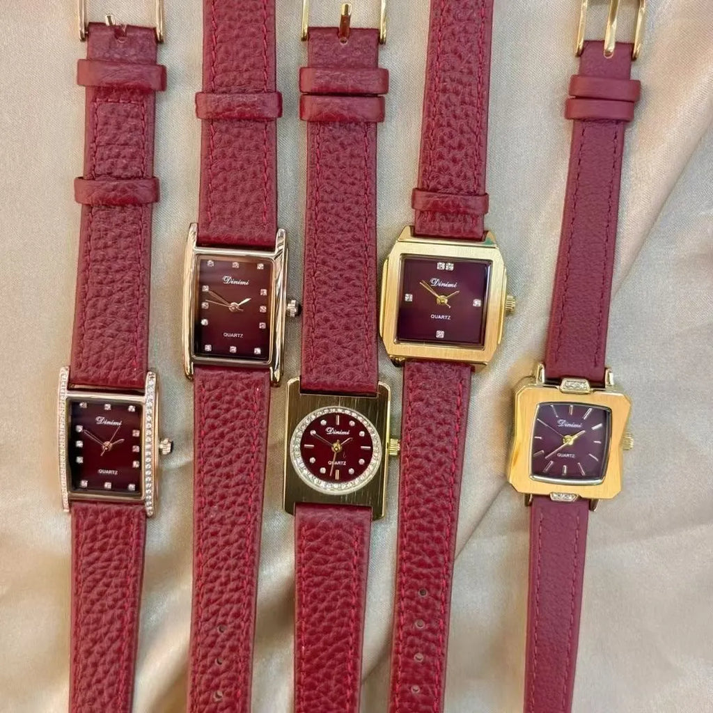 Women's alloy watch with 8mm thickness showing Chinese style design options including diamond and geometric patterns.