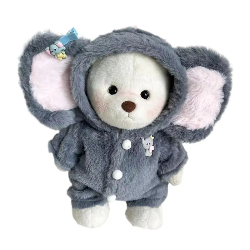 Grey elephant jumpsuit doll clothing for 30cm Lina bears with plush fabric