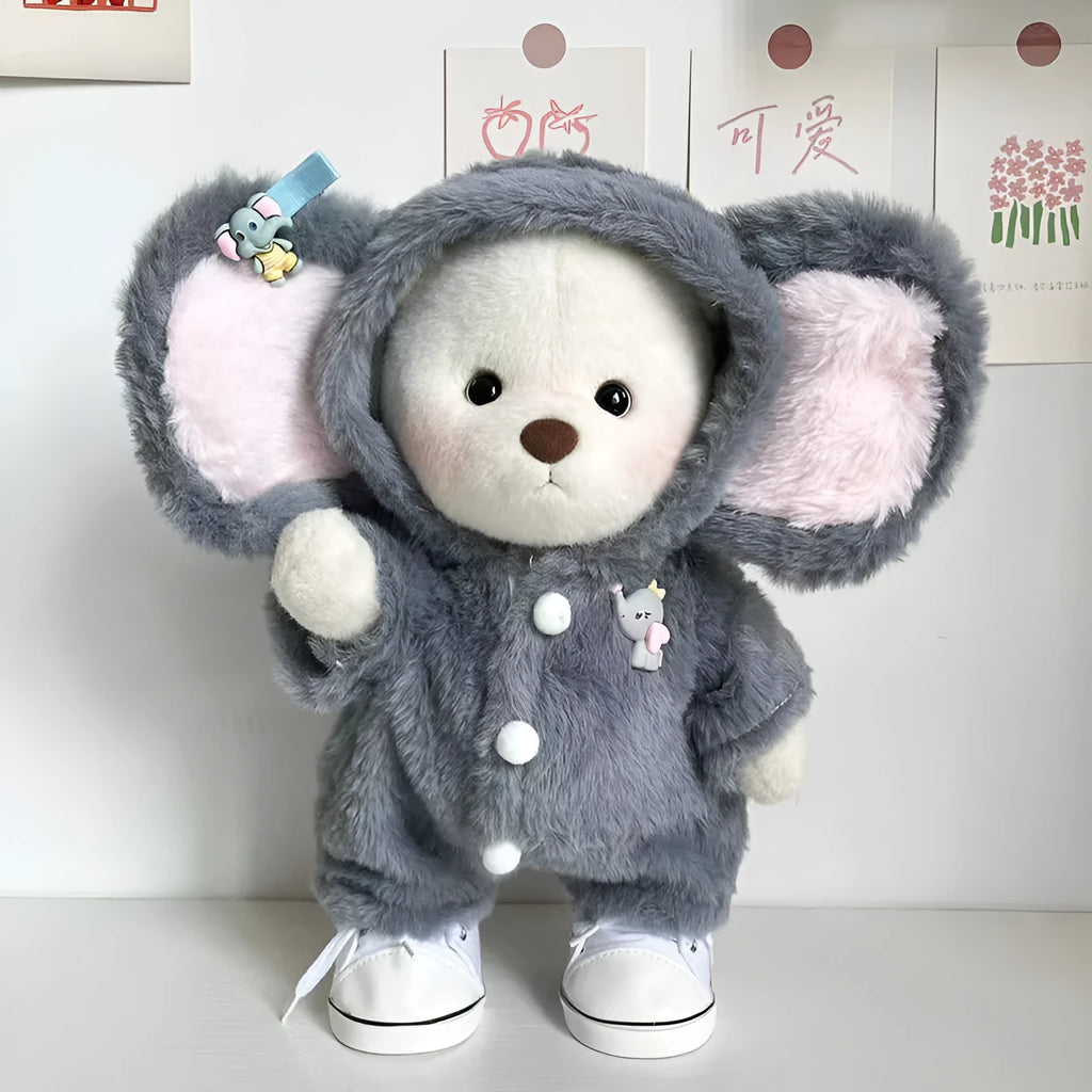 Grey elephant jumpsuit doll clothing for 30cm Lina bears with plush fabric