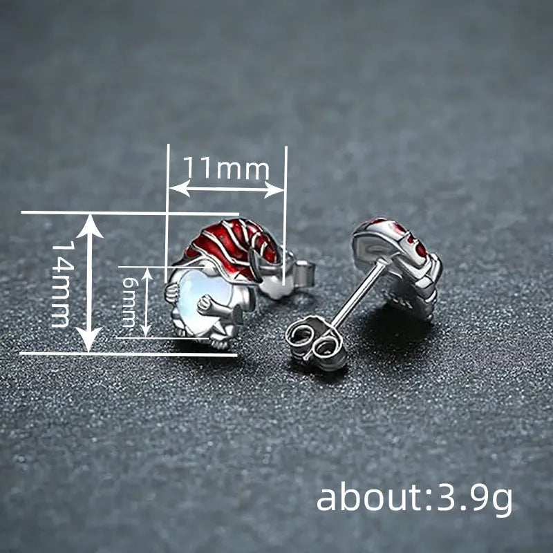 Women's Santa Claus heart-shaped earrings in white gold colour with copper construction