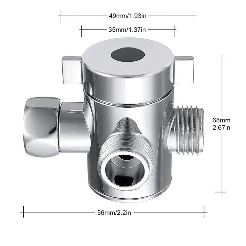 Copper shower water distributor with American bracket system for shower nozzle connections