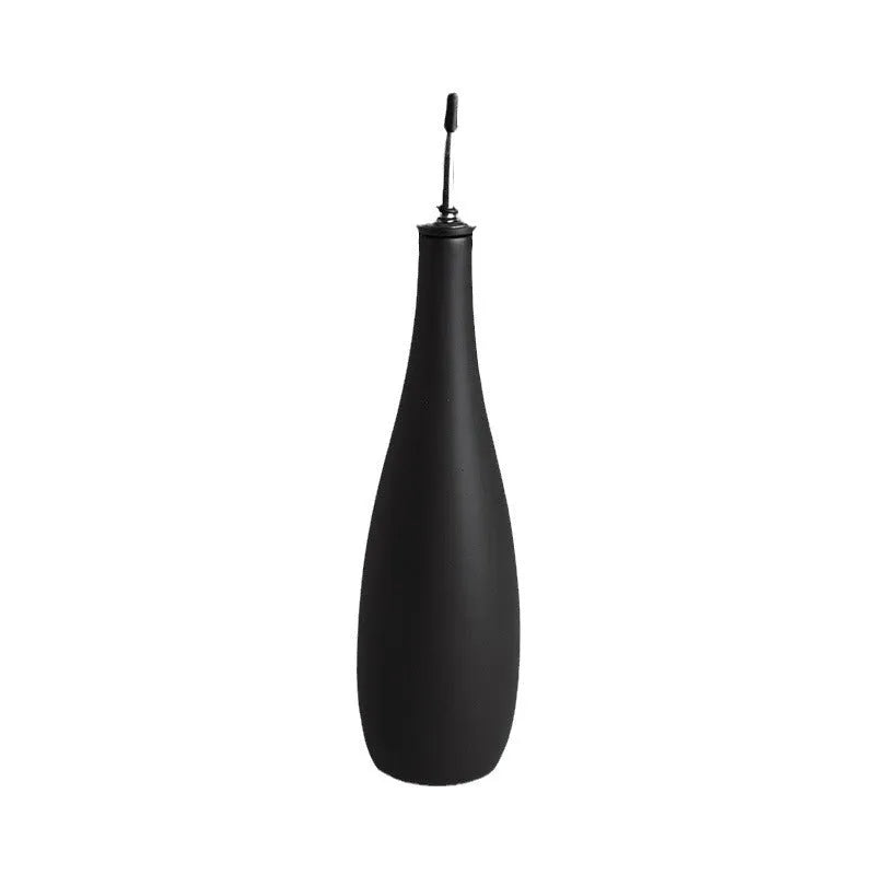 Ceramic oil pot with conical funnel in black, white or coffee colour options