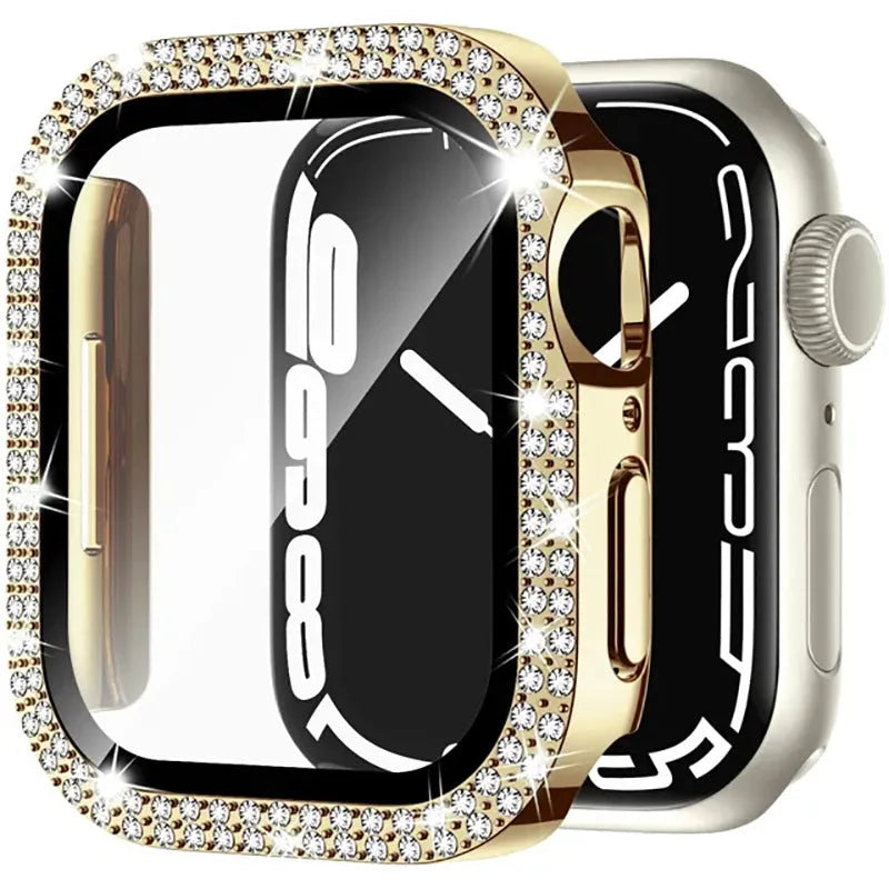 Apple Watch case with double diamond glass screen protection in multiple colour options