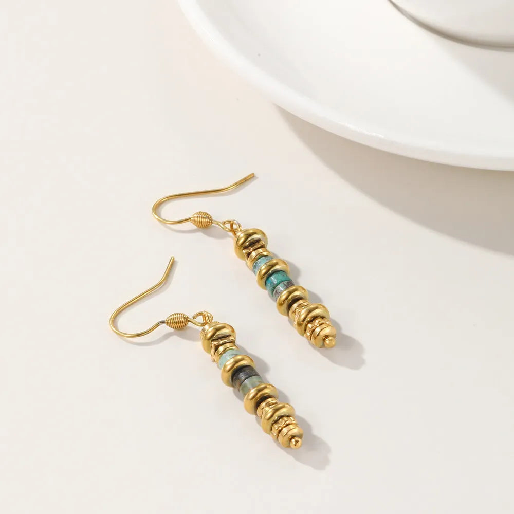 Geometric titanium steel dangle earrings with gold plating