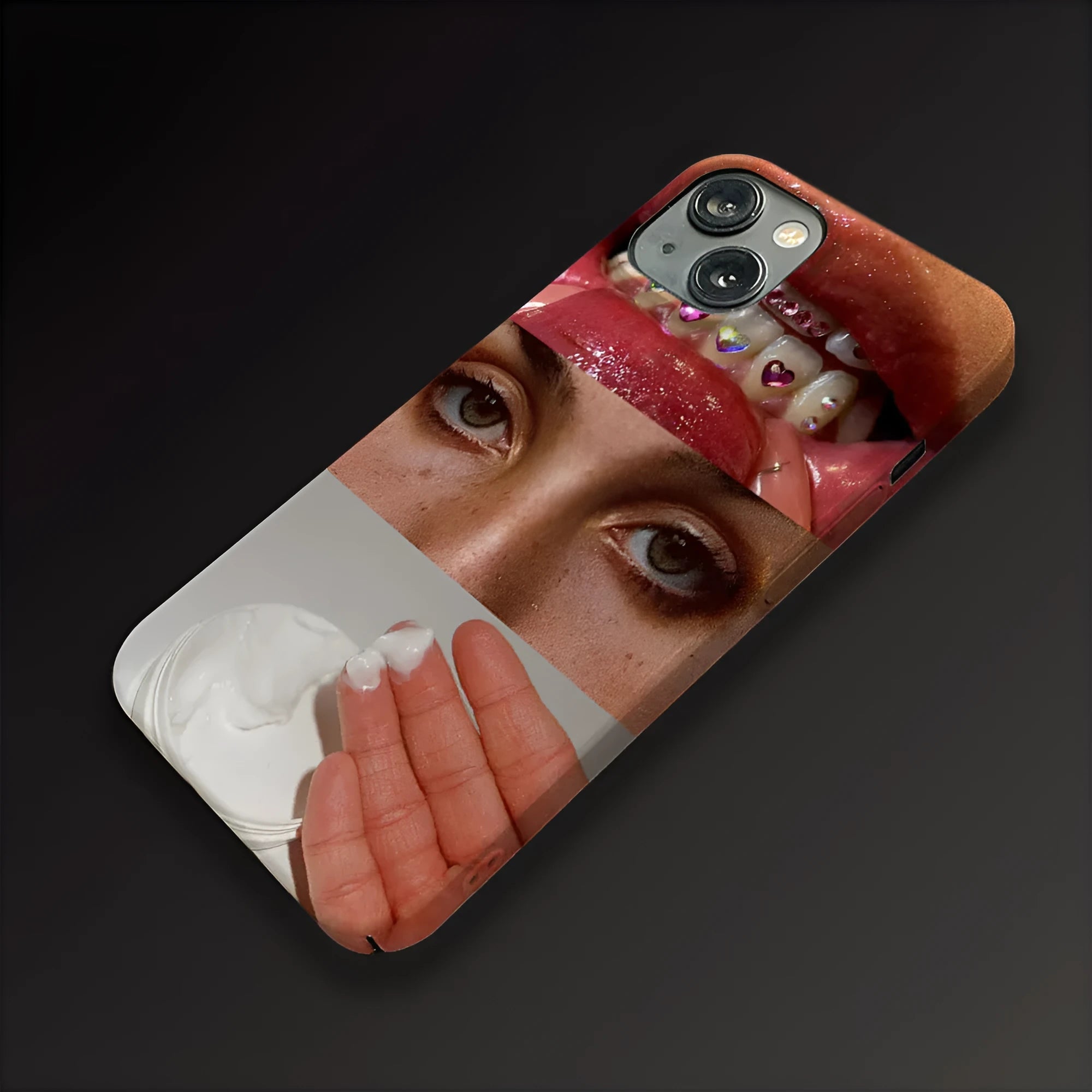 Glossy Feilin phone case for iPhone with thermal transfer face pattern, anti-fingerprint, and fine hole button cover