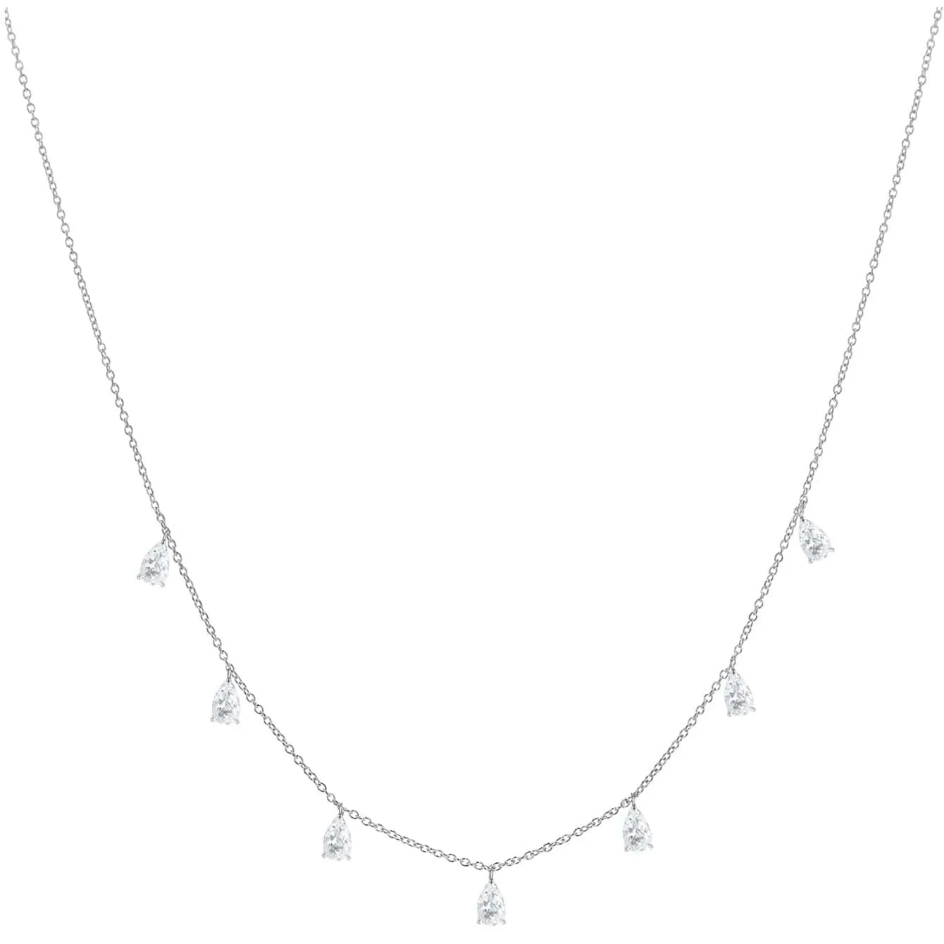 925 silver drop-shaped artificial zircon necklace with O-shaped chain in silver, rose gold, or golden yellow