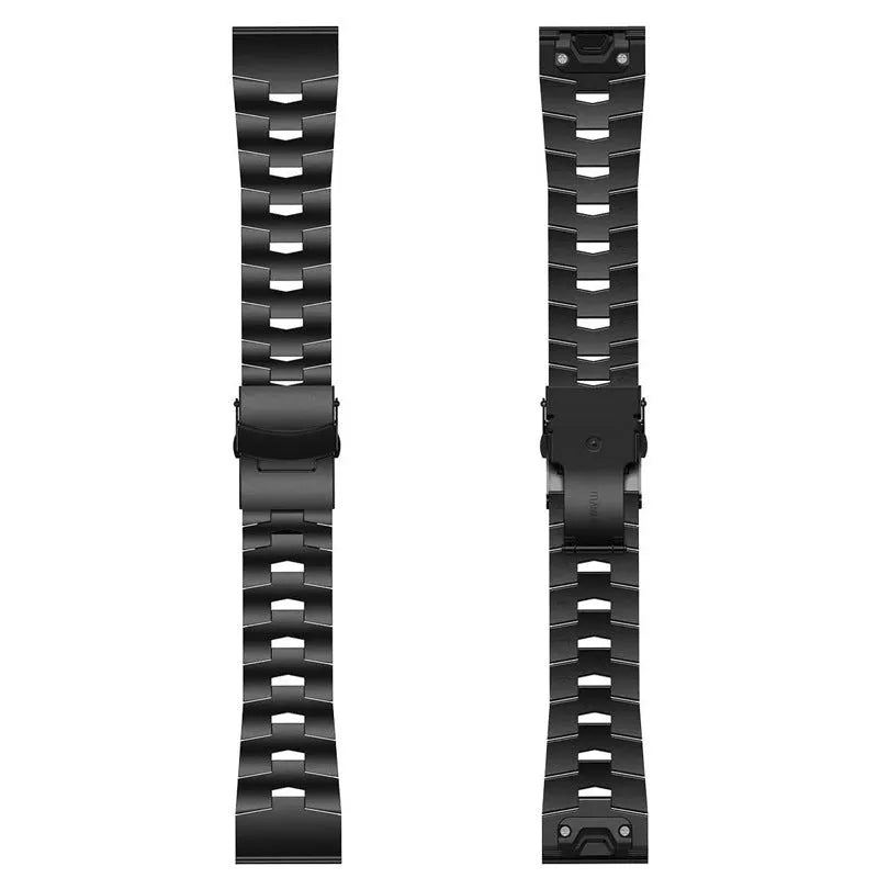 Garmin Jiaming watch replacement strap in black, silver, or titanium colour, showing 22mm and 26mm size options.