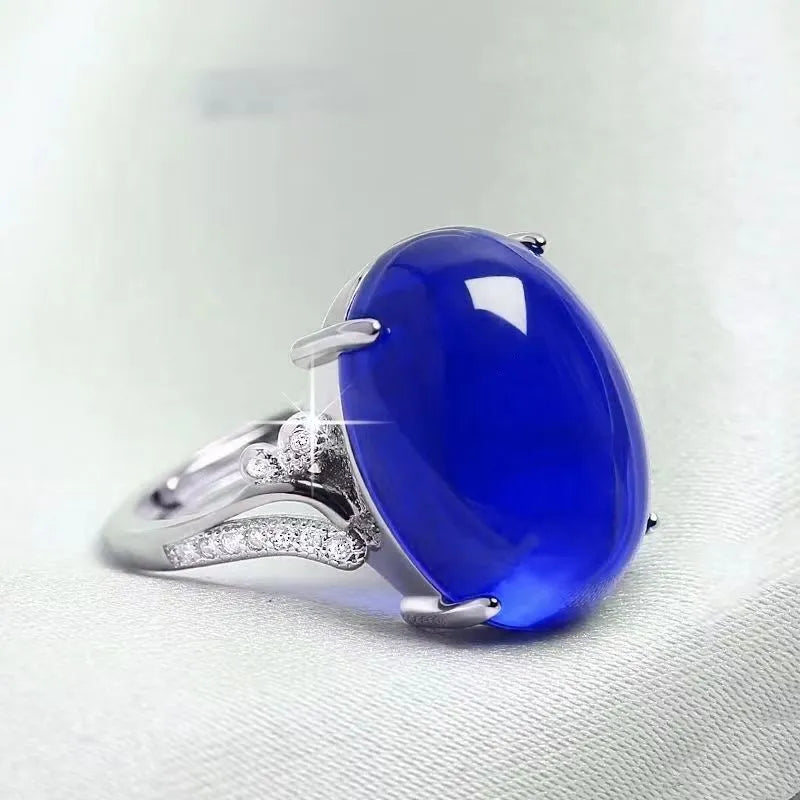 Adjustable natural sapphire ring geometric ethnic design alloy construction multiple colour options