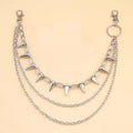 Silver metal trousers chain with double-layer design and rivet detailing measuring 115cm