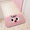 Soft cartoon big eye clouds pattern bathroom mat in green, blue, pink, black, or white.