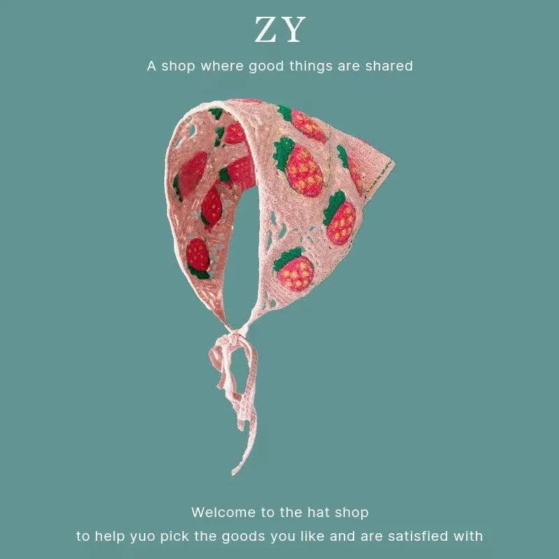 Cotton French retro triangle headscarf with floral pattern in multiple colour options